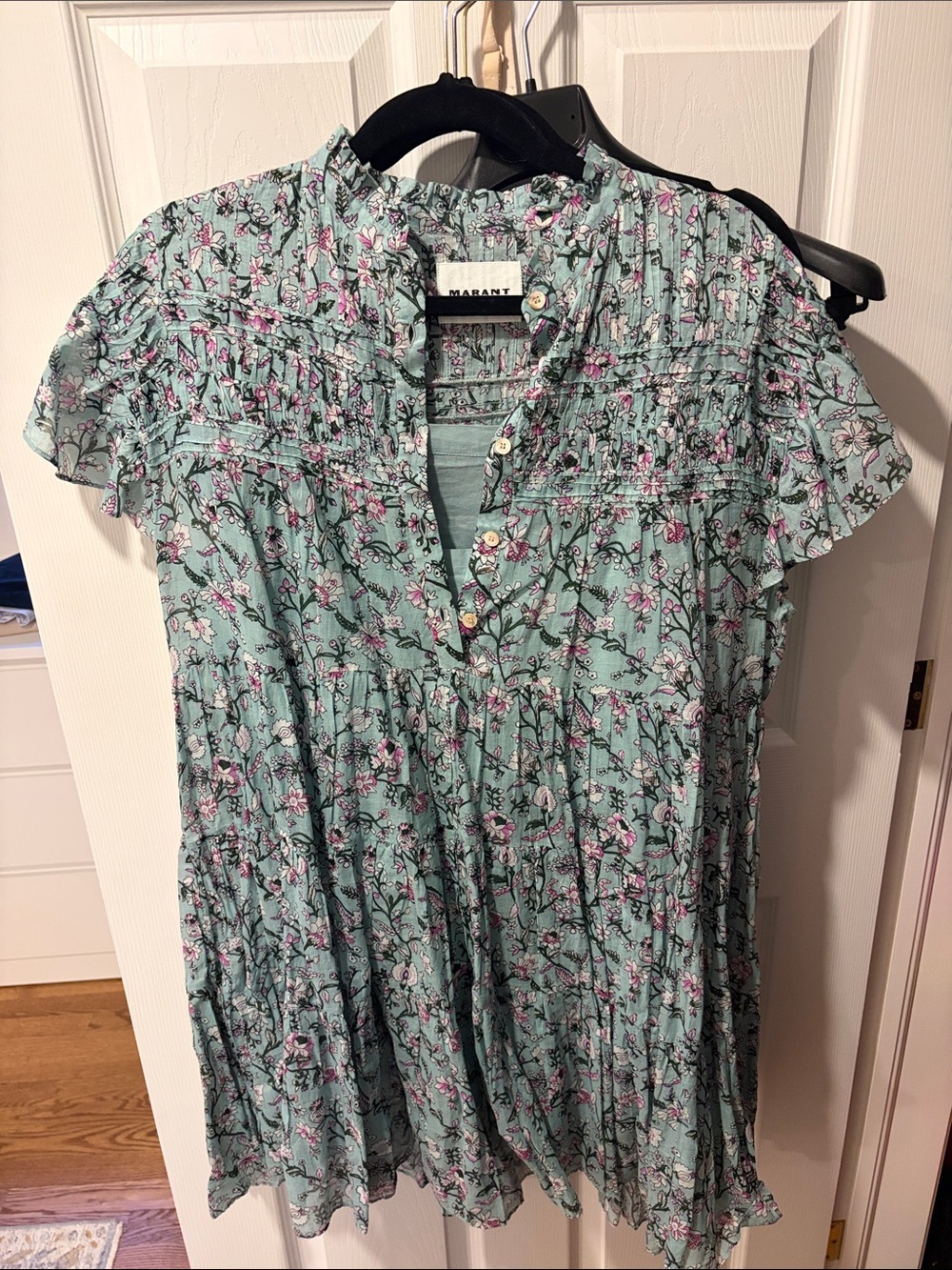 Isabel Marant Mint Green Floral Button-Front Tunic